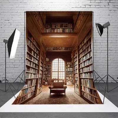 Retro Magnificent Bookstore Wooden Photo Backdrop - Aperturee