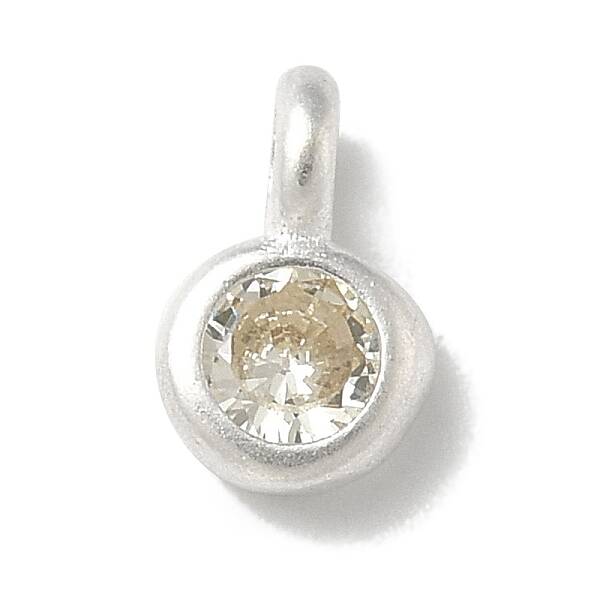 925 Sterling Sliver Cubic Zirconia Flat Round Charms