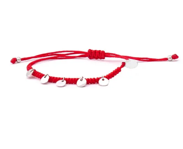 Beneto Exclusive Bracciale Cabalistico Rosso Con Cordino E Ciondoli Agb556