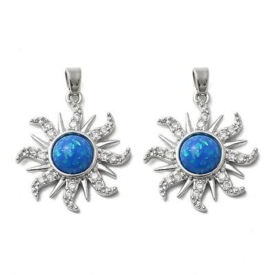 Brass Micro Pave Cubic Zirconia with Resin Pendants