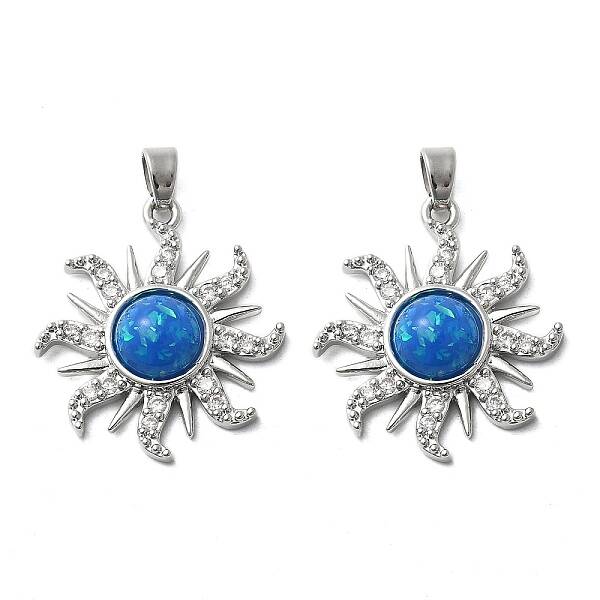 Brass Micro Pave Cubic Zirconia with Resin Pendants