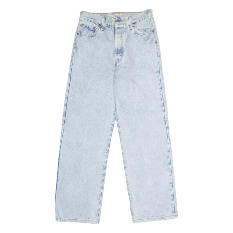 LEVI'S BIG E Rib Cage Womens Jeans Blue Regular Straight Acid Wash W26 L27