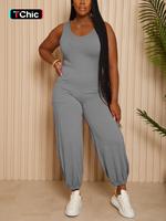 Women's Solid Dual Pocket Jumpsuit, Summer Clothes Women, Casual Sleeveless Tank Jumpsuit for Spring & Summer, Summer Jumpsui...