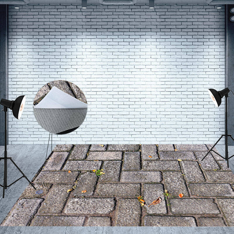 Aperturee Scattered Grass Paving Stones Fabric Floor Backdrop - Aperturee