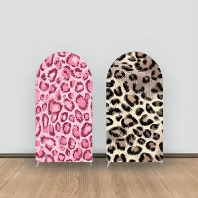 Aperturee Pink Brown Leopard Prints Double Sided Arch Backdrop | Custom Chiara Arched Covers | Circle Arch Backdrop Diy | Diy...
