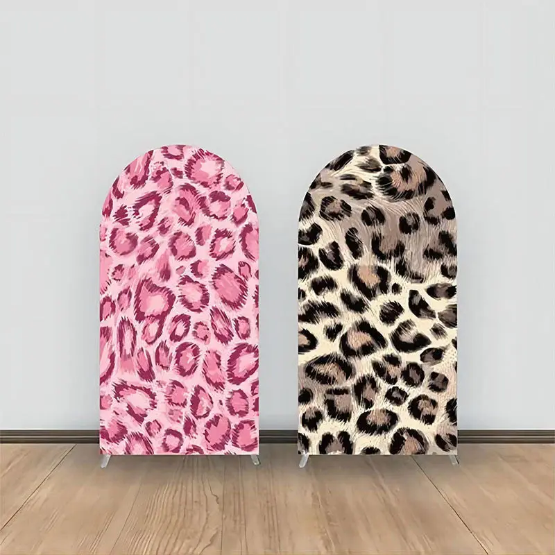 Aperturee Pink Brown Leopard Prints Double Sided Arch Backdrop | Custom Chiara Arched Covers | Circle Arch Backdrop Diy | Diy...