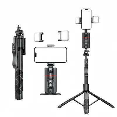 Desktop Selfie Stick Gimbal with AI Face Recognition, 360° Adjustable Selfie Stick with Tripod, Phone Tripod Stand for Live ...