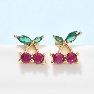 Brass Cubic Zirconia Stud Earrings