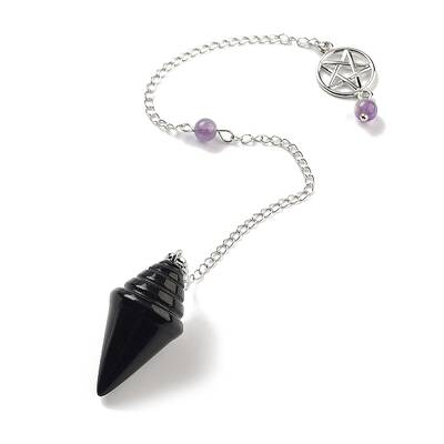Natural Obsidian Pointed Dowsing Pendulums
