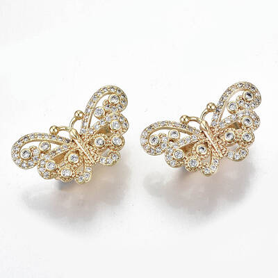 Brass Micro Pave Clear Cubic Zirconia Pendants