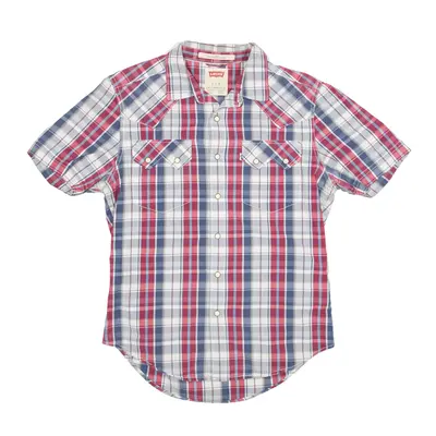 LEVI'S Shirt Red Check Short Sleeve Mens S