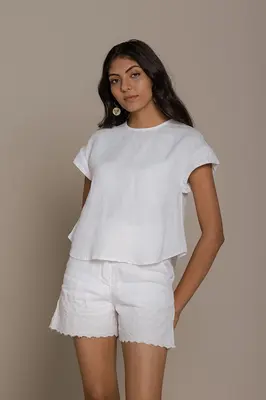 Sandcastle Saturdays Top in White | Color: Coconut White | Size: L