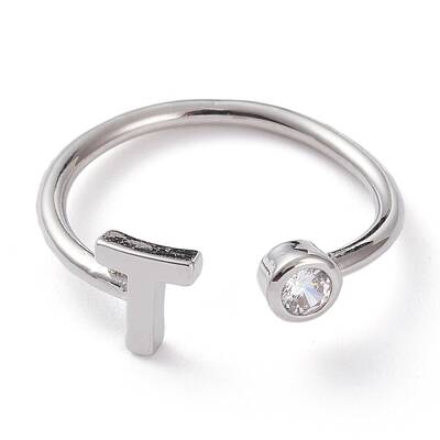 Brass Micro Pave Clear Cubic Zirconia Cuff Rings