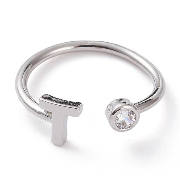 Brass Micro Pave Clear Cubic Zirconia Cuff Rings