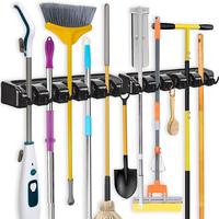 5 Grid Broom & Mop Hanging Hook, 1 Count Wall Mounted Gardening Tool Storage Rack, Home Organizer For Bathroom Balcony Laundr...