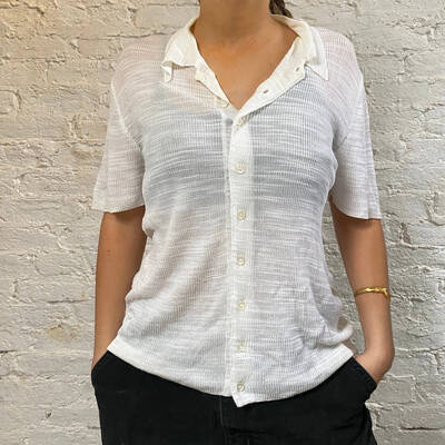 Dolce & Gabbana Short Sleeve Shirt - XL Cream Polyester Blend