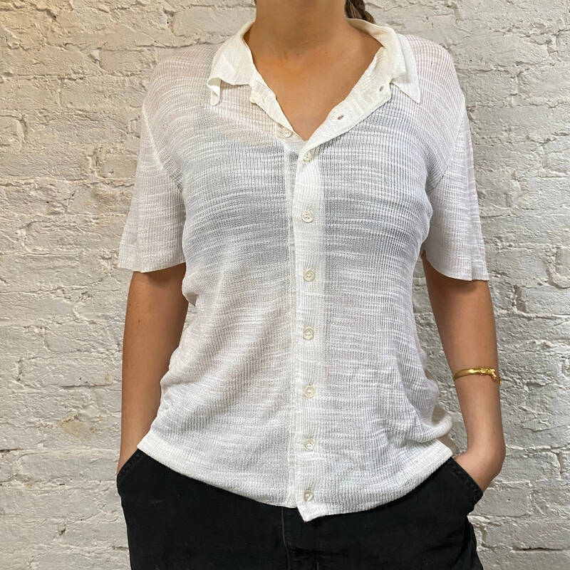 Dolce & Gabbana Short Sleeve Shirt - XL Cream Polyester Blend