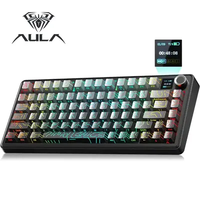 Aula F75 MAX Wireless Mechanical Keyboard with TFT Screen and Knob, Gasket Keyboard in 75% Layout, Hot Swappable Gaming Keybo...