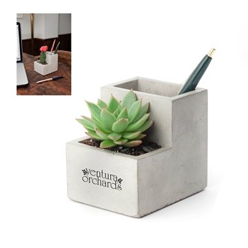 50 Promotional Kikkerland Small Concrete Desk Planter - Felt Feet