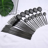 Stainless Steel Tableware Set (24pcs), Utensils Including Tea Spoon & Dessert Fruit Fork & Steak Knife & Long Handle Spoon fo...