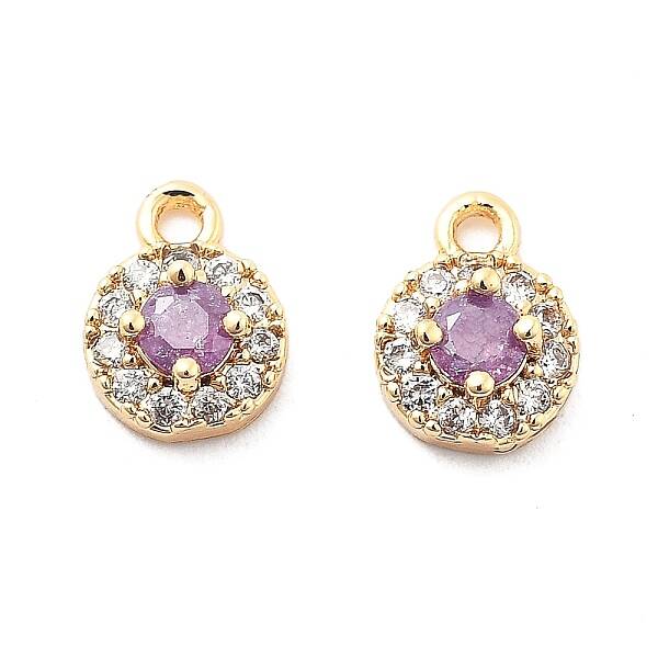Brass Micro Pave Cubic Zirconia Charms