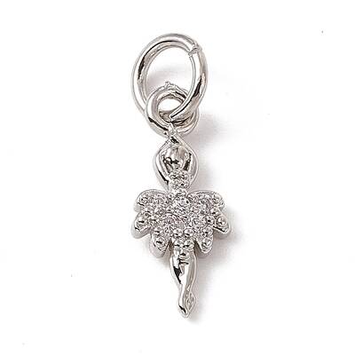 Brass Micro Pave Cubic Zirconia Charms