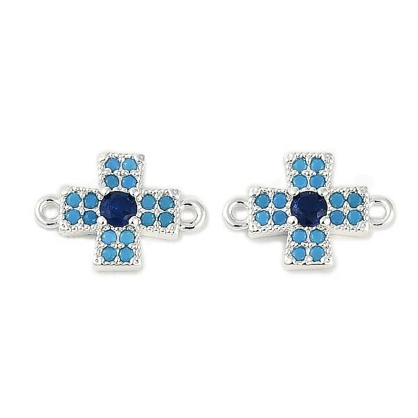 Brass Blue Cubic Zirconia Connector Charms
