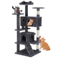 Cat Tree Tower for Indoor Cats 54in Tall Multi-Level Pet Furniture with Sisal Scratching Post, Plush Toy, and Climbing Ladder