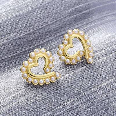 Heart Brass Stud Earrings