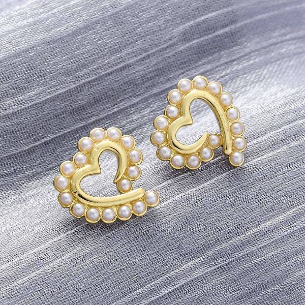 Heart Brass Stud Earrings