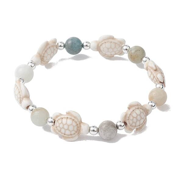 Natural & Synthetic Mixed Gemstone Beaded Stretch Bracelet