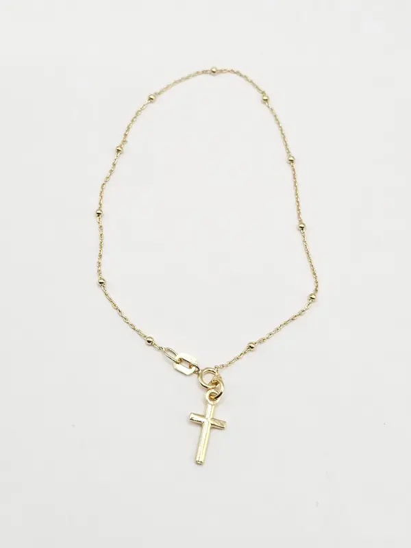 14K Gold Bracelet - Cross Charm Simple Design Elegant Jewelry Accessory