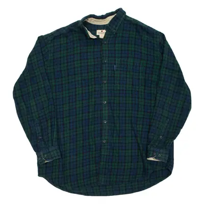 WOOLRICH Mens Flannel Shirt Green Check Long Sleeve XL
