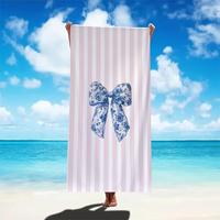 Bow Pattern Beach Towel, Soft Water Absorbent Towel, Beach Towel for Travel Swimming Surfing Bathing, Beach Accessories for W...
