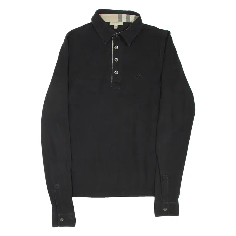 BURBERRY Mens Polo Shirt Black Long Sleeve S