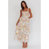 Tiered Ruffle Dress Women Casual Summer Spaghetti Strap Sleeveless Floral Layered Maxi Dress for Women Beach Sundress Outfits...