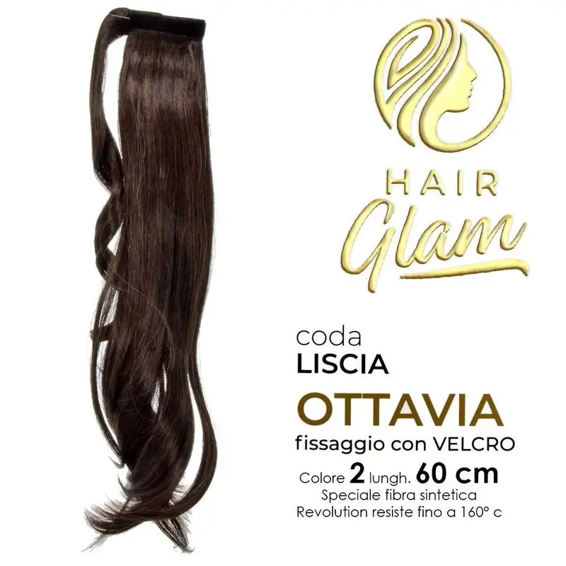 HAIR GLAM OTTAVIA CODA W/VELCRO FIBER REVOLUTION Length 60 2 cm
