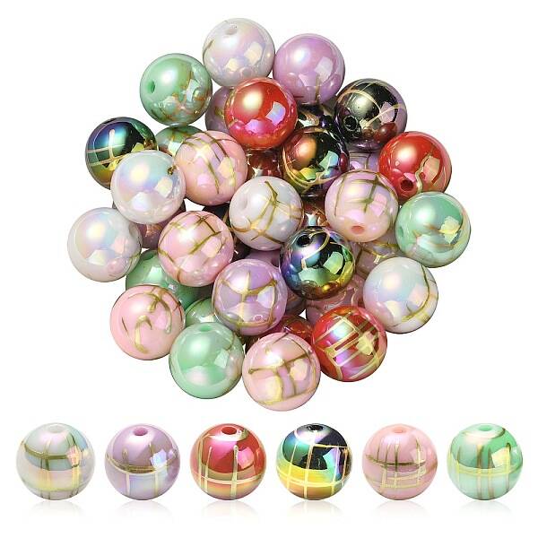 UV Plating Rainbow Iridescent Acrylic Beads