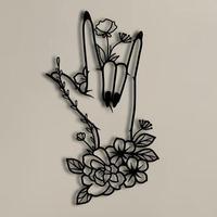Metal Hand Gesture Wall Art, 1 Count Flower & Hand Design Wall Decor, Unique Romantic Gift for Girlfriend, Home Decor for Liv...