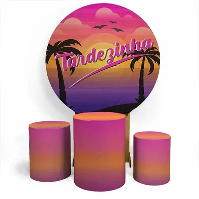 Aperturee Purple Coconut Grove Scenery Round Birthday Backdrop Kit | Round Birthday Backdrop Cover | Custom Round Backdrop | ...