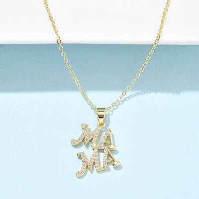 Mother's Day Brass Micro Pave Clear Cubic Zirconia Pendant Necklaces for Women