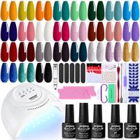 JEWHITENY 27 Colors Gel Nail Polish Kit with U V Light, 120W U V LED Nail Dryer Lamp Curing Gel Nail Polish Set Popular Gel N...