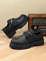 Men's Casual Solid Color Walking Shoes, Fashionable Zipper Shoes for Daily Wear, Casual Comfortable Shoes for Daily Wear