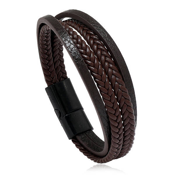 Minimalist Braided Leather Magnetic Clasp Bracelet for Men - Retro and Trendy Design
