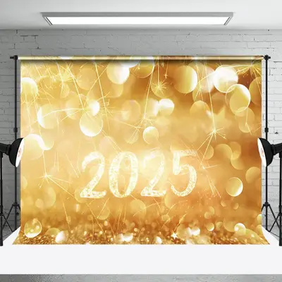 Aperturee Golden Sparkle 2025 Celebration New Year Backdrop - Aperturee