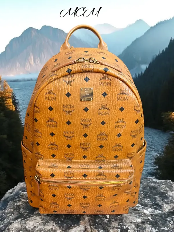 Pre-owned MCM Canvas Backpacks Large Stark Backpack in Classic Cognac Visetos