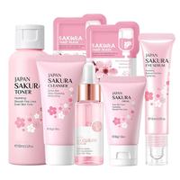 Sakura Skin Care Kit, 7 Counts/set Facial Cleanser, Face & Eye Serum, Face Cream, Toner, Mud Mask, Skin Care Routine Kit for ...