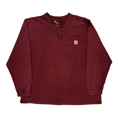 Carhartt Long Sleeve T-Shirt - 2XL Burgundy Cotton