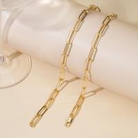 MEIITRUE Paper Clip Chain Necklace 6mm 14K Gold Plated Titanium Stainless Steel Jewelry for Men Women 17.7 Inches Layered Sta...