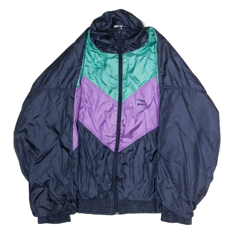 ROMBO Mens Shell Jacket Blue Nylon 90s M